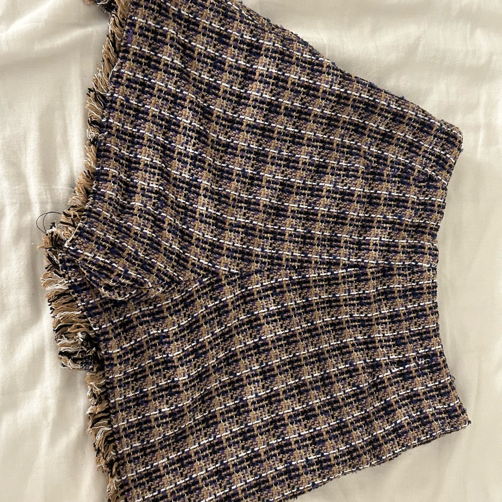 Zara Black and Purple Tweed Skirt - Picture 6 of 9